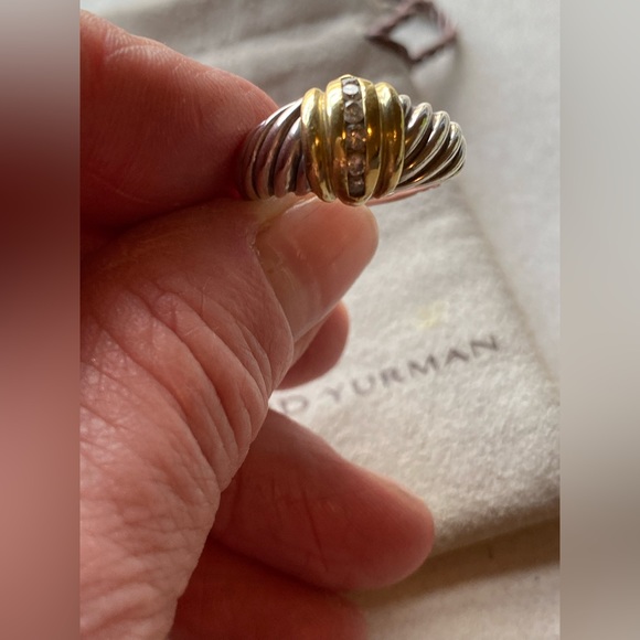 David Yurman Vintage Cable Classics Diamond Dome Ring Sterling & 18K Gold - Picture 6 of 11